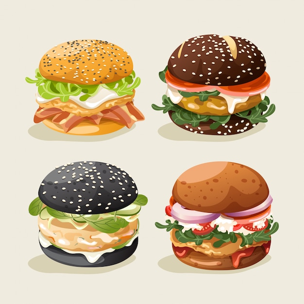 Vektor satz burger: illustration