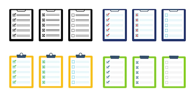 Satz checklisten mit häkchen und kreuzen