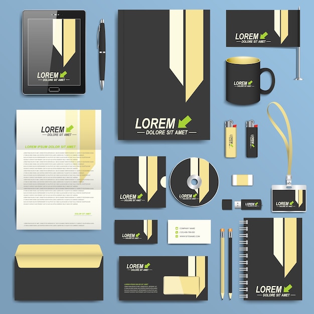 Satz corporate identity-vorlage. modernes geschäftsbriefpapierdesign.