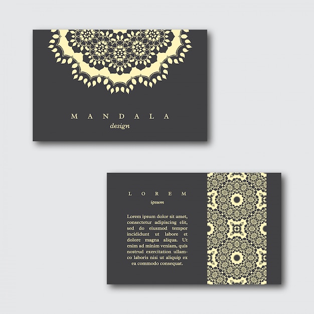 Satz dekorative visitenkarten mit mandala