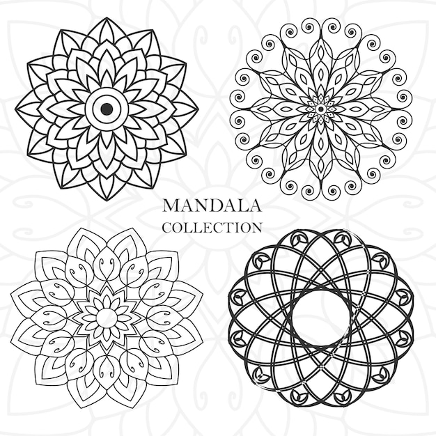 Satz dekorativer und ornamentaler Mandala-Designs zum Ausmalen von Seiten, Grußkarten, Einladungen, Tätowierungen