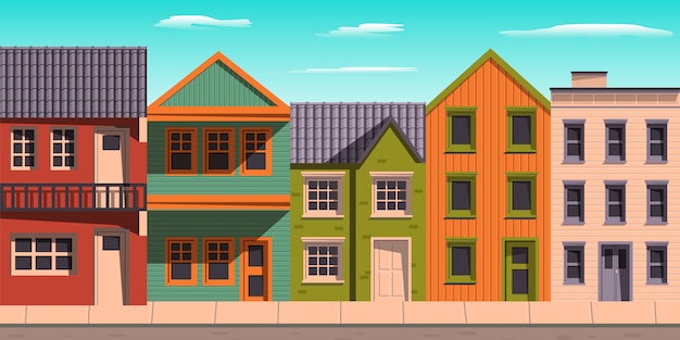 Satz der blauen Himmelillustration des Apartmenhauses
