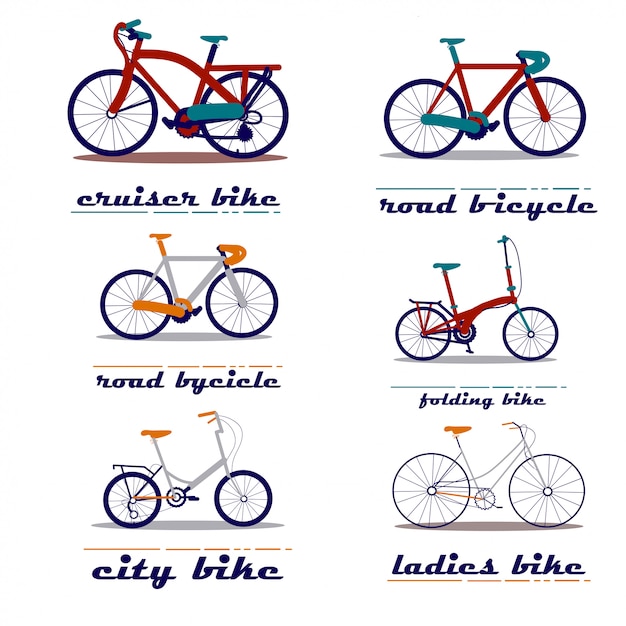 Satz der fahrradvektorillustration