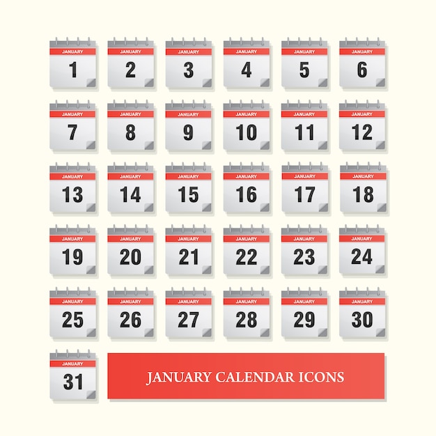 Satz der januar-kalenderikone