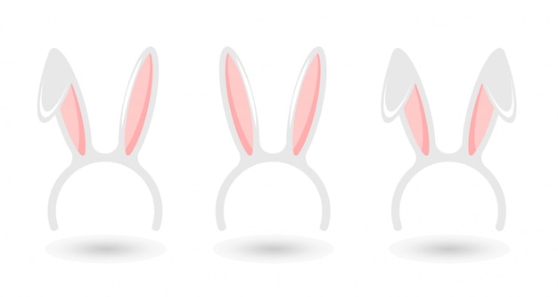Satz der Osterhasenohrmaske lokalisiert auf Weiß. Frohe Ostern Banner.