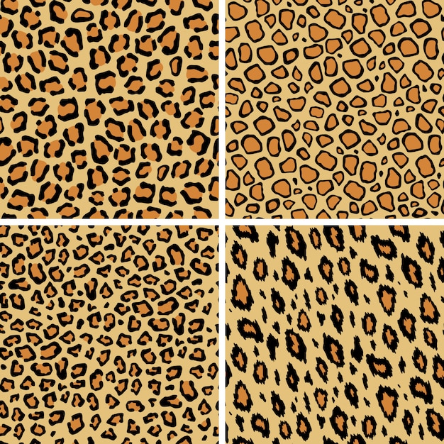 Satz des nahtlosen Musters der Leopardenhaut. Wildkatze Textur wiederholen. Abstrakte Tierfelltapete.