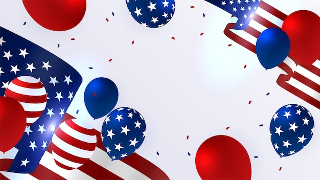 Satz des Unabhängigkeitstages mit verschiedenen Elementen Amerikanischer roter und blauer Designhintergrund