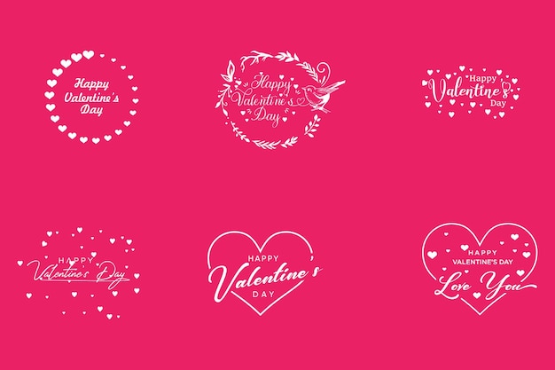 Vektor satz einfaches glückliches valentinstagfeierdesign kostenlosen vektoren