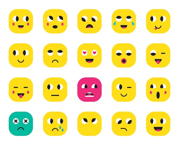 Satz Emoticons-Aufkleber Emoji-Vektor-Illustration