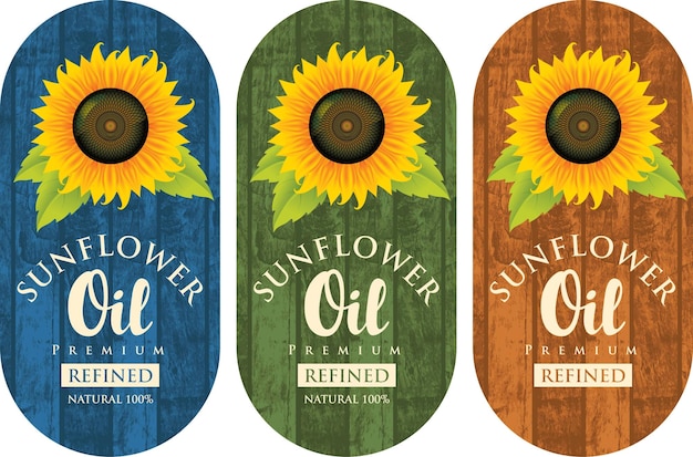 Satz etiketten für sonnenblumenöl