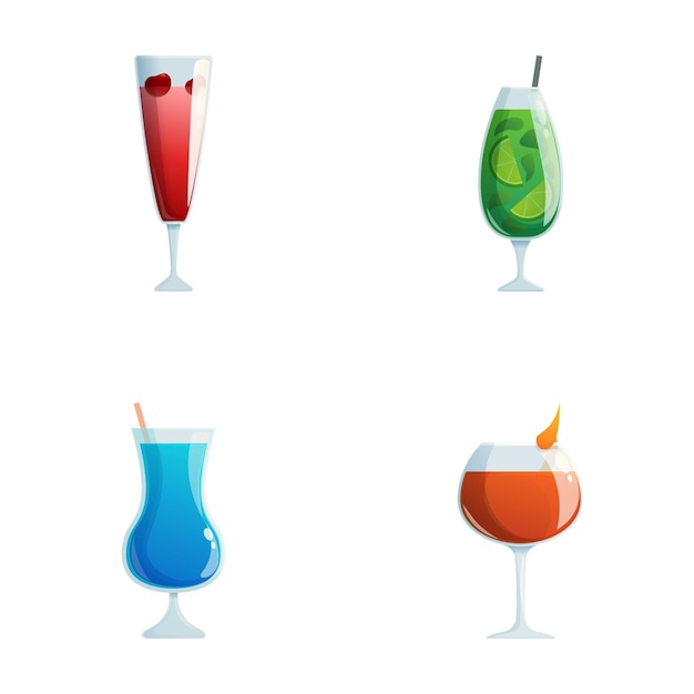 Satz farbenfroher Cocktail-Illustrationen