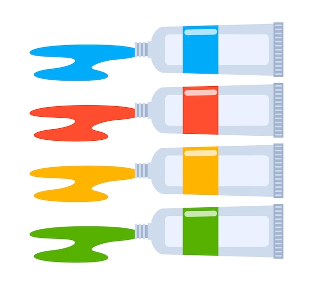 Satz farbiger farbröhren mit probenstrichen vektorillustration isoliert auf weißem hintergrund