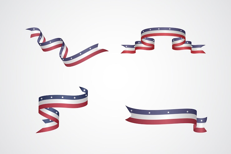 Vektor satz flaggenband mit palettenfarben von amerikanern für feierdekoration zum unabhängigkeitstag
