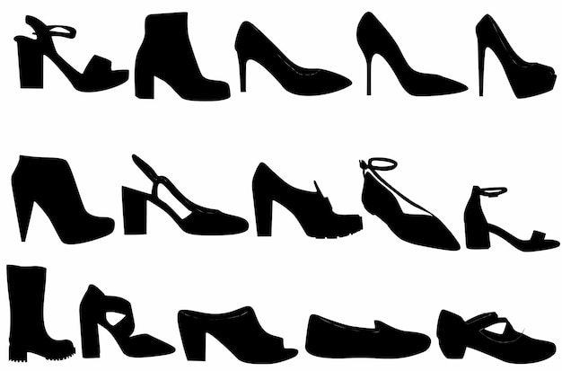 satz frauenschuhe silhouetten, logos, symbole