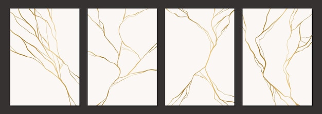 Satz gold kintsugi plakatentwurf