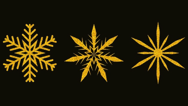 Satz goldene Schneeflocken Weihnachten Neujahr Design Vektor-Illustration