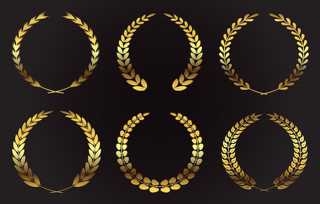 Satz goldener Lorbeerkränze