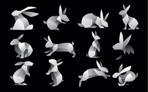 Satz Gradienten-Kaninchen-Logo