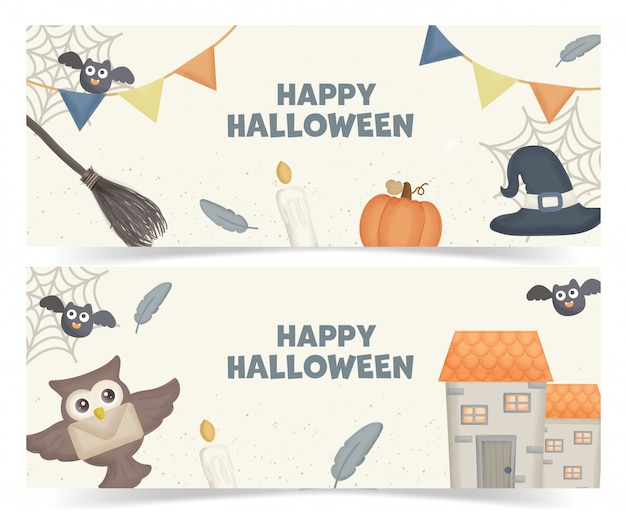 Satz halloween-banner mit halloween-element.