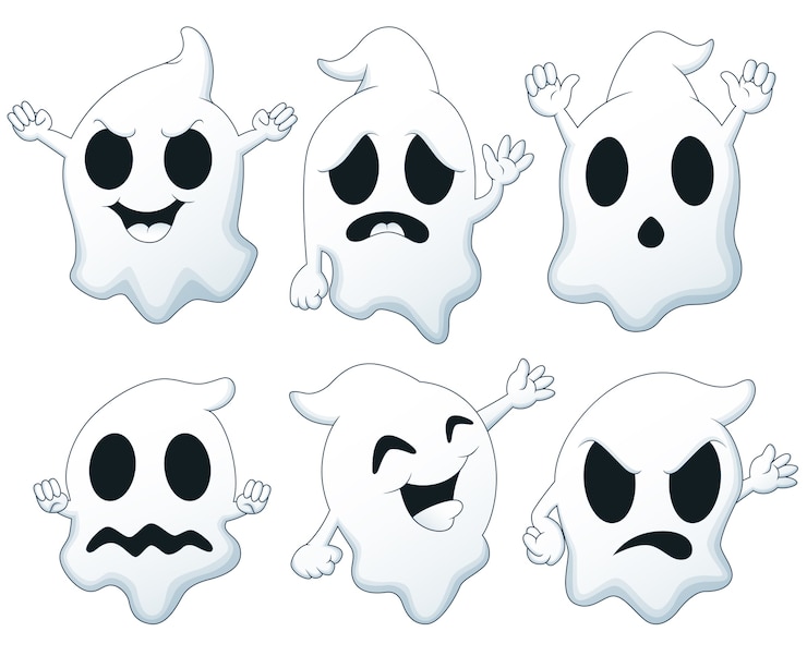 Vektor satz halloween-geistkarikatur