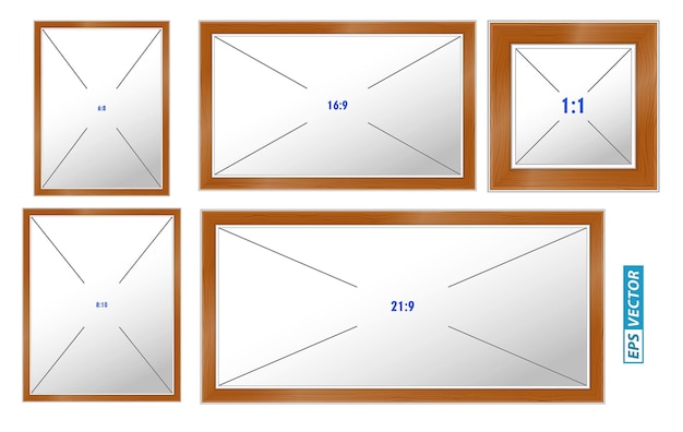 Satz holzrahmenfoto mit verhältnis. eps-vektor