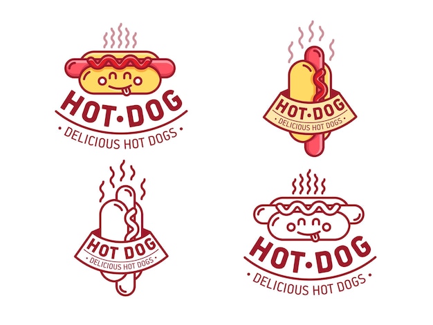 Satz hot-dog-fast-food-logo-vorlage