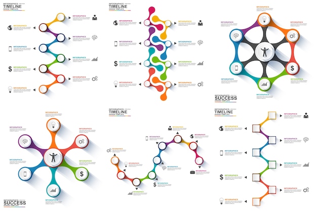 Satz infographic datensichtbarmachung der zeitachse