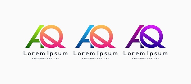 Satz inspirationsvektor für das design des letter aq-logos