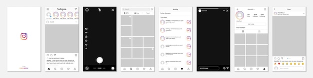 Satz instagram-vorlagenrahmen für soziale medien