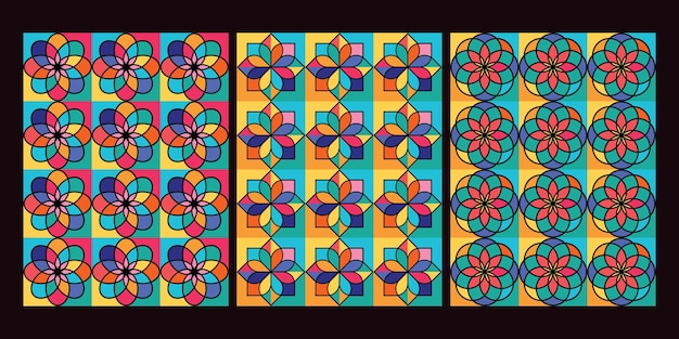 Vektor satz islamischer geometrischer hintergrund islamischer abstrakter geometrischer hintergrund mit blumenform