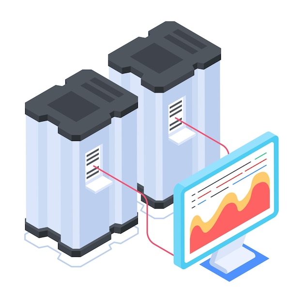 Vektor satz isometrischer symbole für die datenbankverwaltung