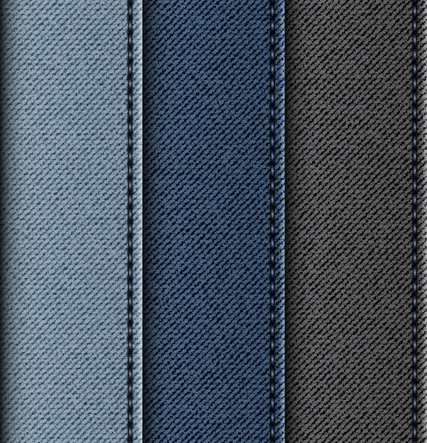 Satz Jeans vertikale Streifen mit Stichen.