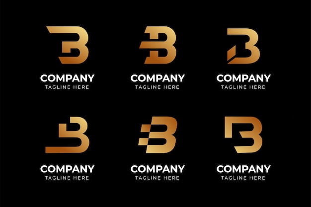 Satz kreative abstrakte logo-design-vorlagensammlung des buchstaben b