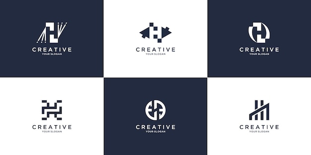 Satz kreative inspiration für das logodesign des buchstabens h h
