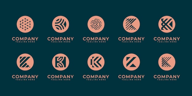Satz kreative monogrammbuchstabe-k-logo-designschablone. das logo kann für bauunternehmen verwendet werden.