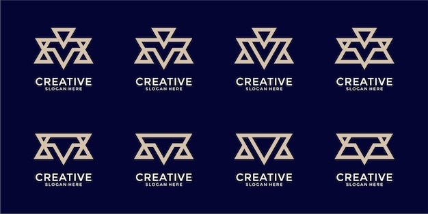 Satz kreativer abstrakter monogrammbuchstabe m logo-designinspiration