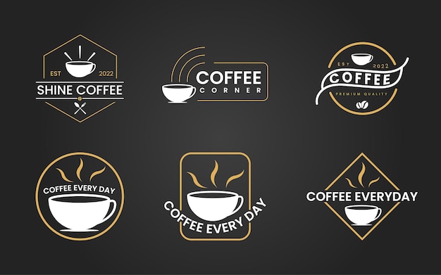 Vektor satz kreatives kaffeelogo und symbolzeichenschablone
