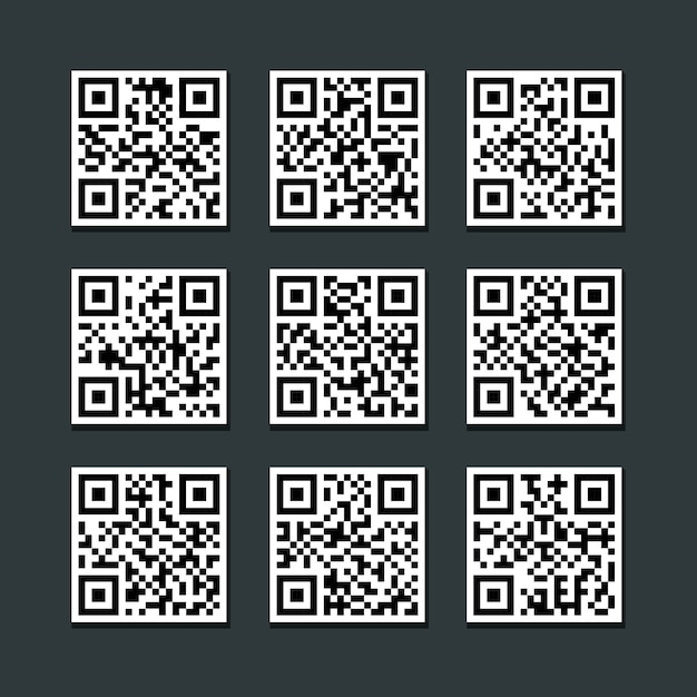 Satz lokalisierter barcode qr-code-aufklebervektor