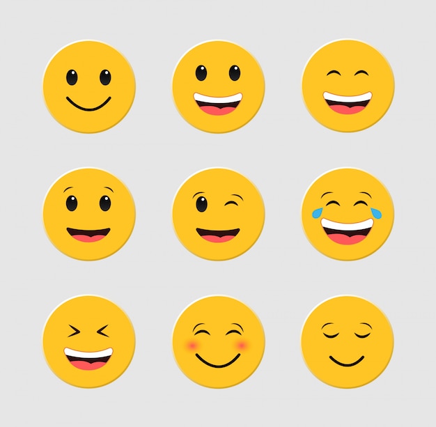 Vektor satz lustige emoticons. emoji. smileys eingestellt.