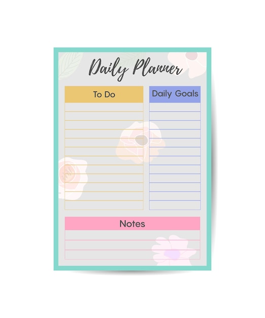 Vektor satz minimalistischer planer tagesplaner-vorlage niedliche und einfache druckbare aufgabenliste