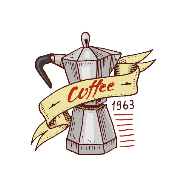 Satz moderne vintage-elemente des kaffees für das shopmenü designdekoration der vektorillustration