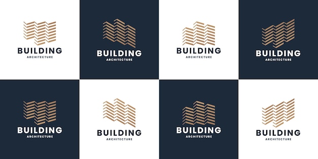 Satz moderner Logo-Gebäudearchitektur