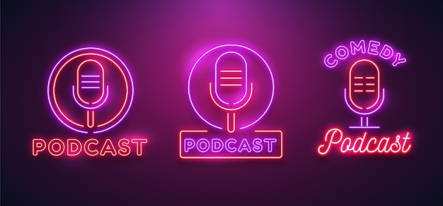 Satz neon-podcast-logos