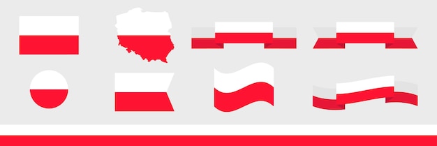 Satz polnischer flaggenbänder symbole vektorillustration