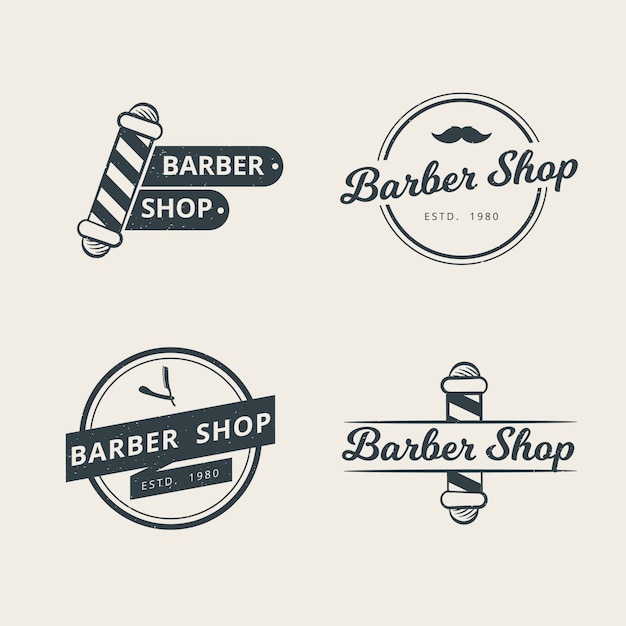 Vektor satz professionelle barbershop-logo-vorlage