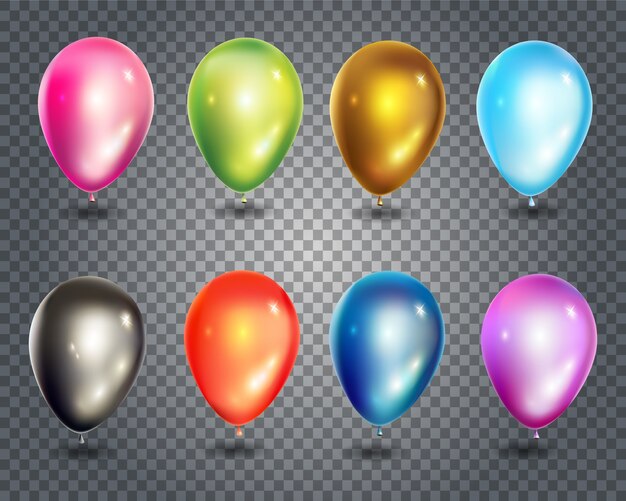 Satz realistische bunte gelballons