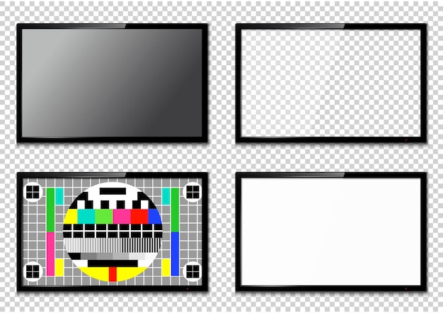 Satz realistische Fernsehbildschirme lokalisiert auf transparentem Hintergrund