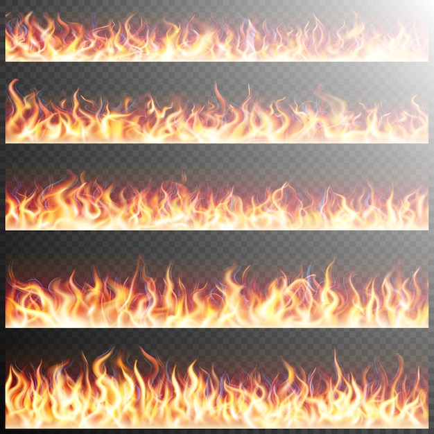 Satz realistische Feuerflammen.