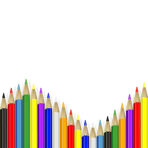 Satz realistische mehrfarbige Bleistifte oder Zeichenstifte