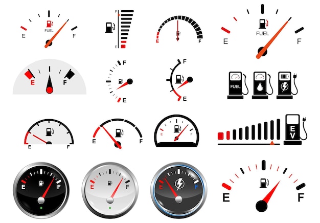 Satz realistische tankanzeigeskalen isoliert